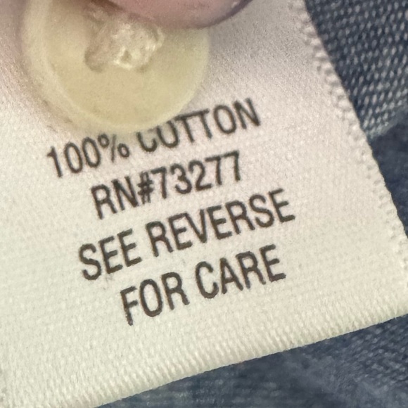 Croft & Barrow Blue denim chambray 3/4 sleeve Button Down Shirt LARGE - Picture 3 of 6